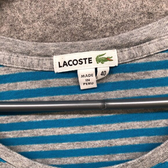 Lacoste Blue and Gray Striped Long Sleeve Tee - Picture 5 of 10